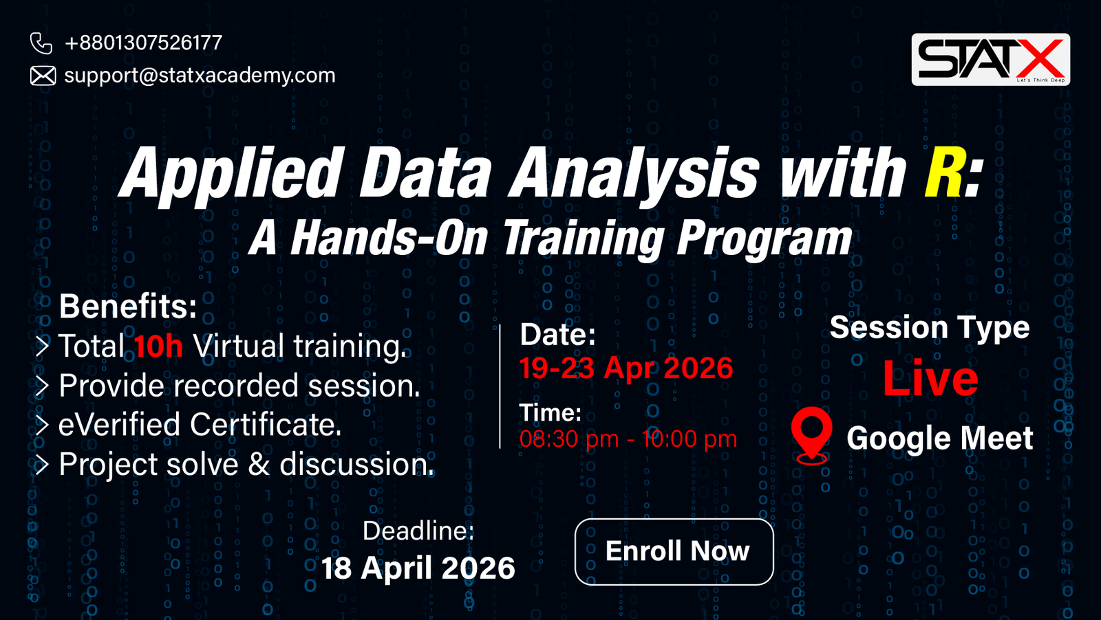 Applied Data Analysis with R: A Hands-On Training Program || Batch Id: 042026