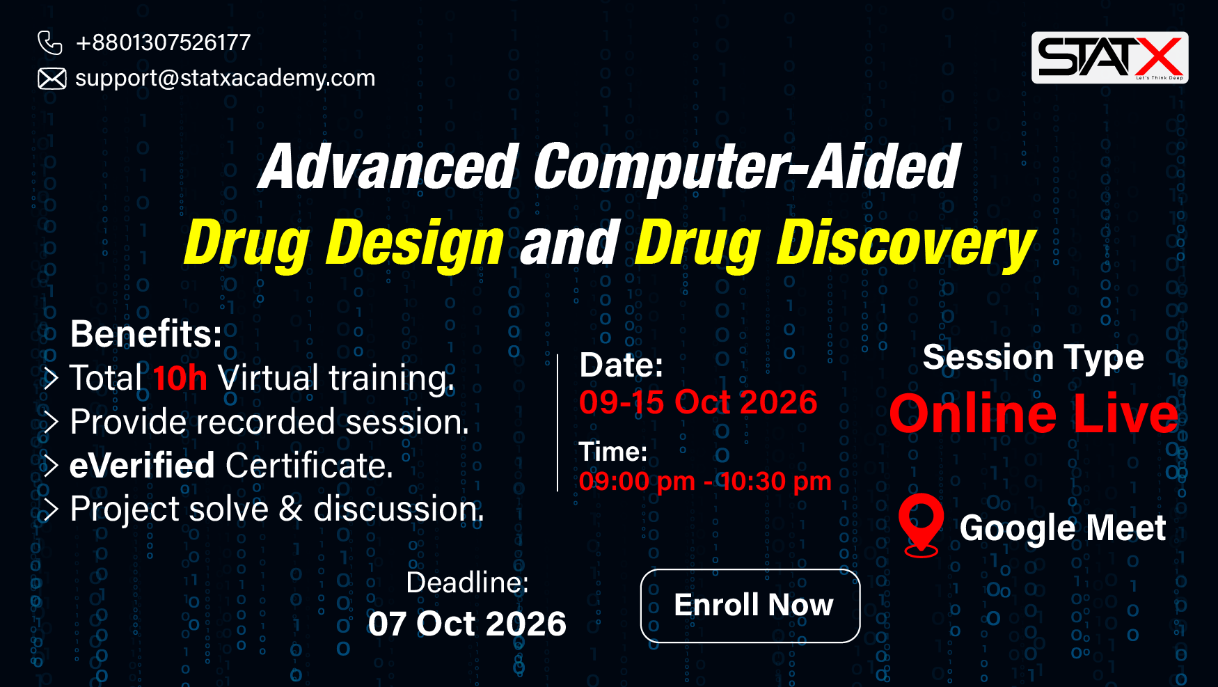 Advanced Computer-Aided Drug Design and Drug Discovery || Batch Id: 102026